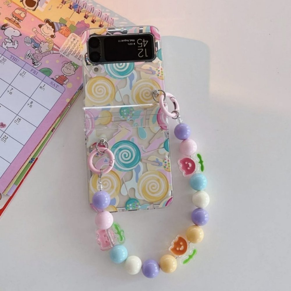 Samsung flip4 candy case with flower strap